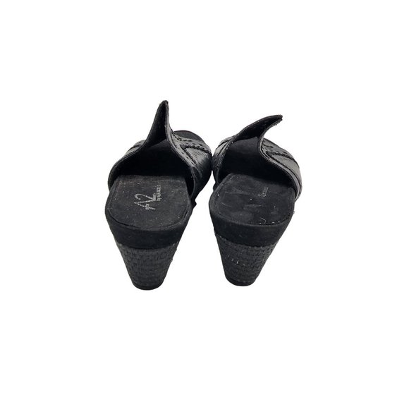 Aerosoles A3 Womens Size 7 Wedge Slip on Shoes Mule Faux Leather Peep Toe Sandal - Picture 7 of 8